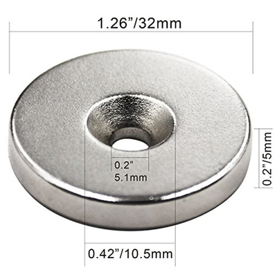 32x5 disc magnets with countersunk